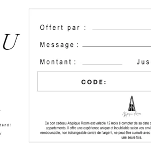 Carte cadeau Atypique Room pour une nuit insolite à Niort